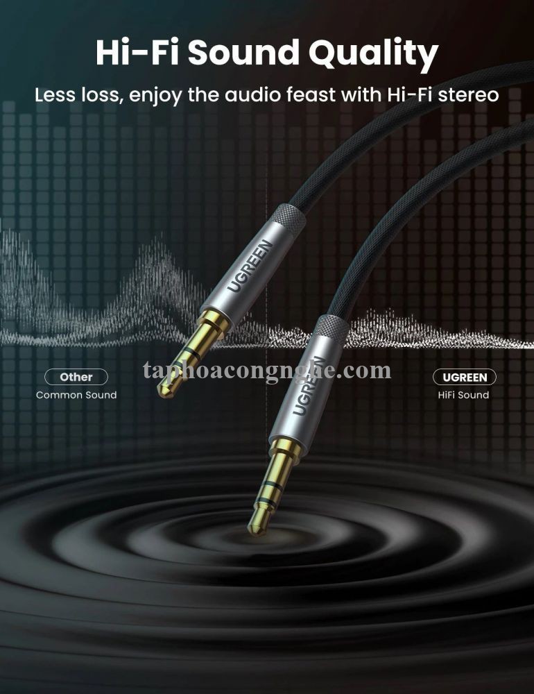 Ugreen 10116 3M 2 đầu 3.5mm dương màu Đen Cáp âm thanh cao cấp AV150 30010116